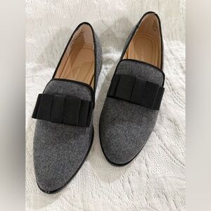 Adrienne Vittadini Gray and Black Bow Loafers